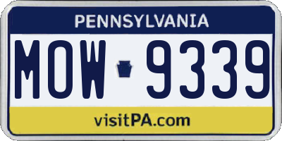PA license plate MOW9339