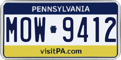 PA license plate MOW9412