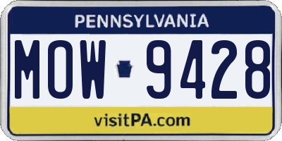 PA license plate MOW9428