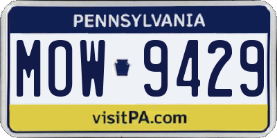 PA license plate MOW9429