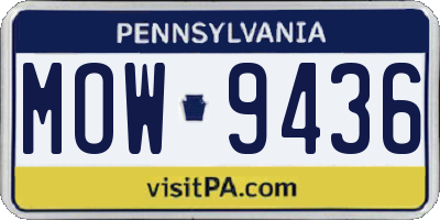 PA license plate MOW9436