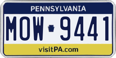 PA license plate MOW9441