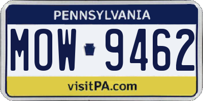 PA license plate MOW9462