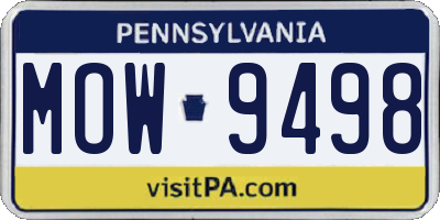 PA license plate MOW9498