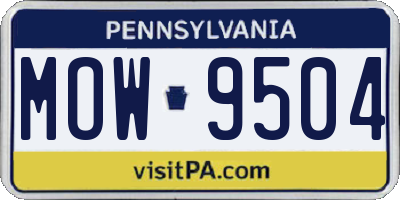 PA license plate MOW9504