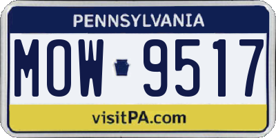 PA license plate MOW9517