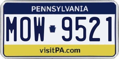 PA license plate MOW9521
