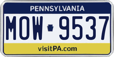 PA license plate MOW9537