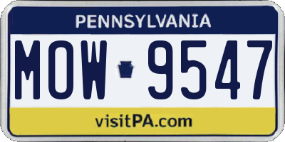 PA license plate MOW9547