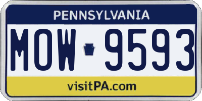 PA license plate MOW9593