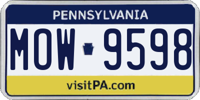 PA license plate MOW9598