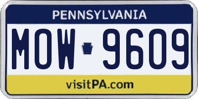 PA license plate MOW9609