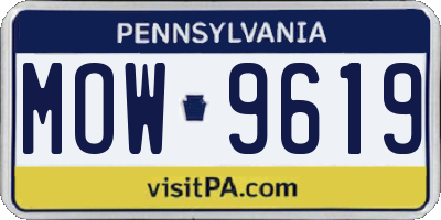 PA license plate MOW9619