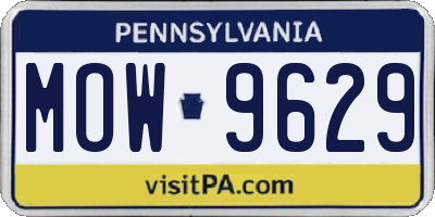 PA license plate MOW9629