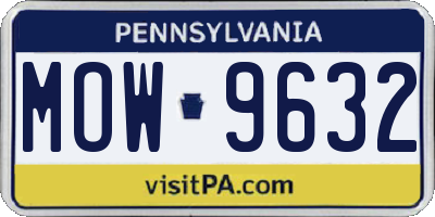 PA license plate MOW9632