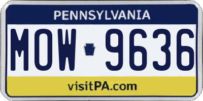 PA license plate MOW9636