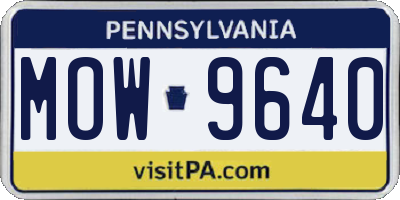 PA license plate MOW9640