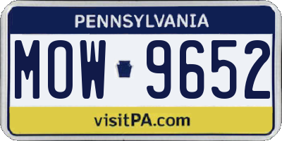 PA license plate MOW9652