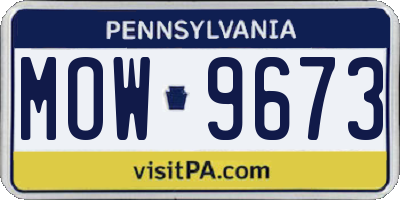 PA license plate MOW9673