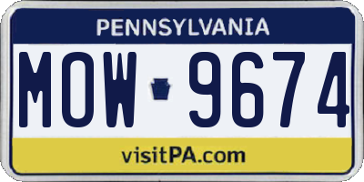PA license plate MOW9674