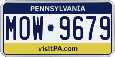 PA license plate MOW9679