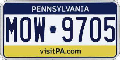 PA license plate MOW9705