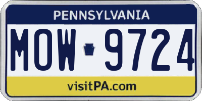 PA license plate MOW9724