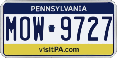 PA license plate MOW9727