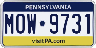 PA license plate MOW9731