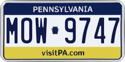PA license plate MOW9747