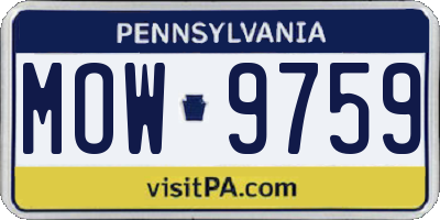 PA license plate MOW9759