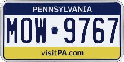 PA license plate MOW9767