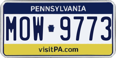 PA license plate MOW9773