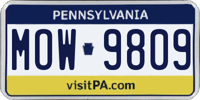 PA license plate MOW9809