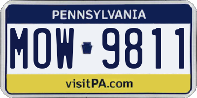 PA license plate MOW9811