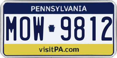 PA license plate MOW9812