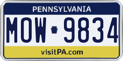 PA license plate MOW9834