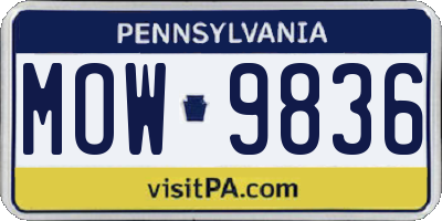 PA license plate MOW9836