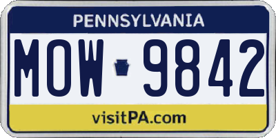 PA license plate MOW9842