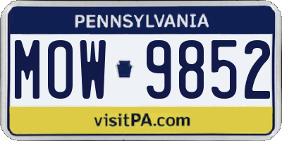 PA license plate MOW9852