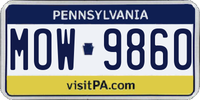 PA license plate MOW9860