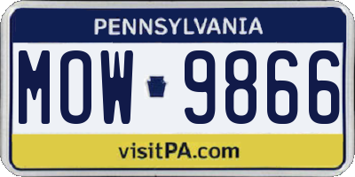 PA license plate MOW9866