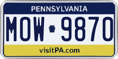 PA license plate MOW9870