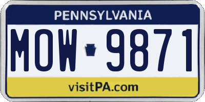 PA license plate MOW9871