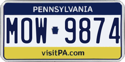 PA license plate MOW9874