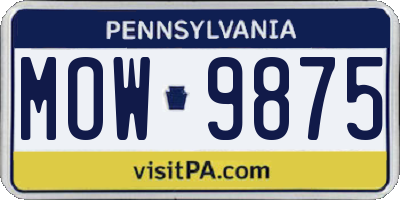 PA license plate MOW9875