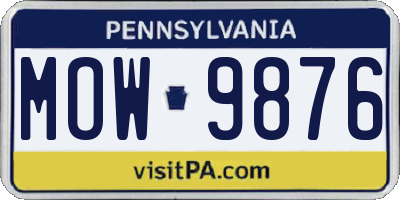 PA license plate MOW9876