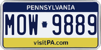PA license plate MOW9889