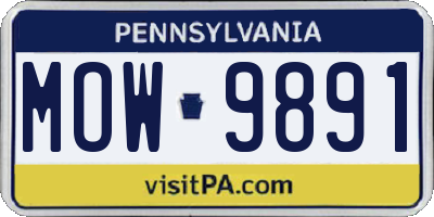 PA license plate MOW9891