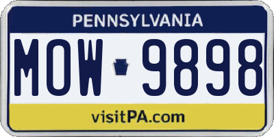 PA license plate MOW9898